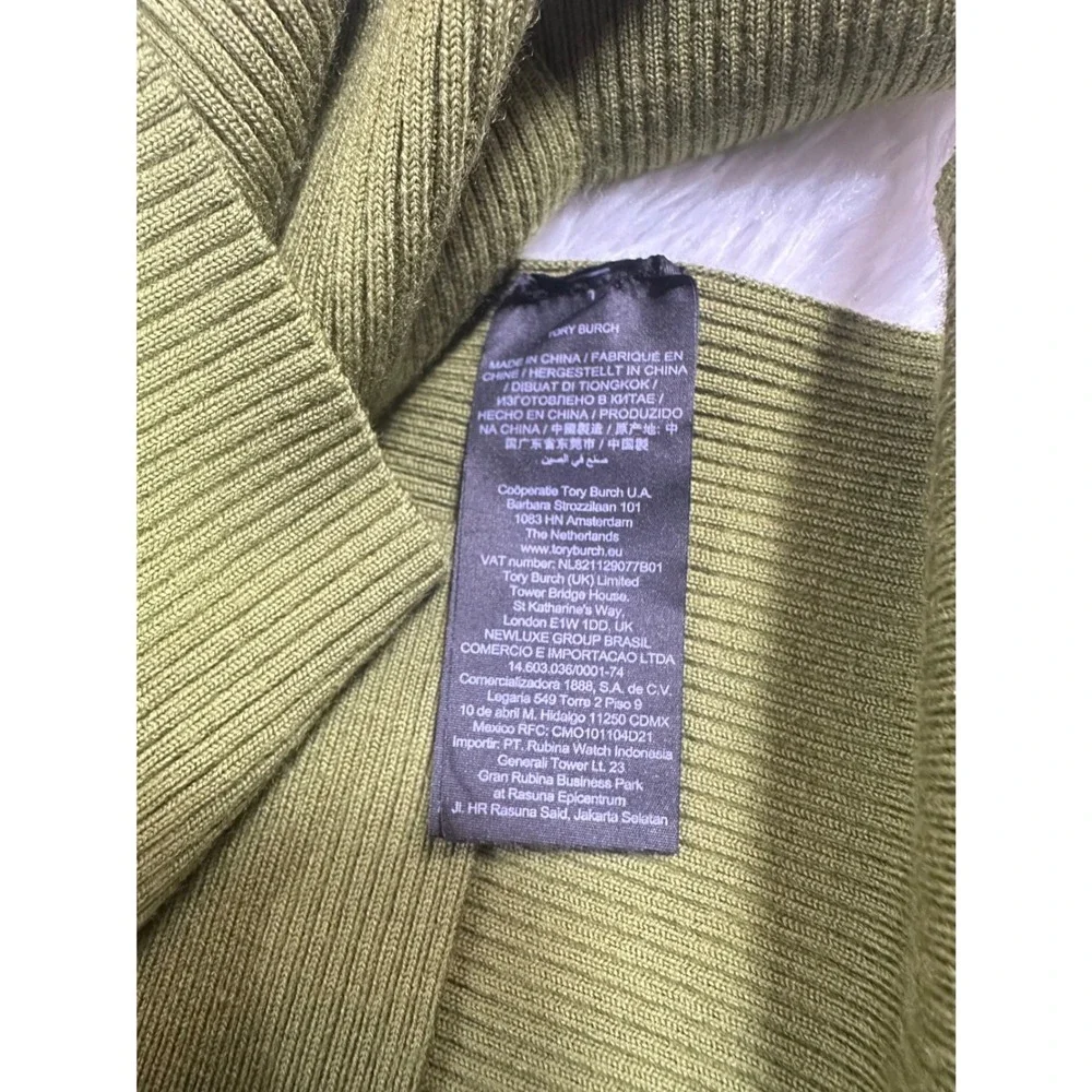 Tory Burch Ribbed Merino Wool Dickie‎ Dark Mossy Green Turtleneck 85331 XS/S NEW